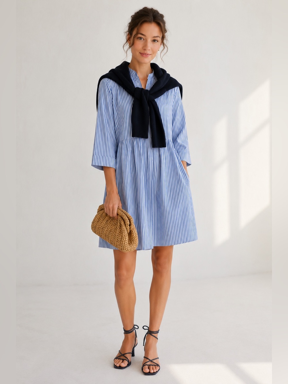 Tuckernuck Blue Stripe Swing Dress Coastal Chic Mini Dress NWOT